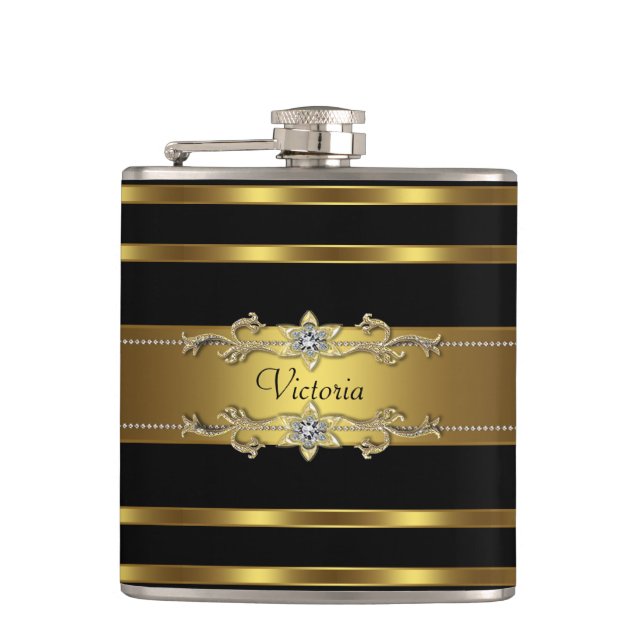 Petaca Elegante negro y dorado (Anverso)