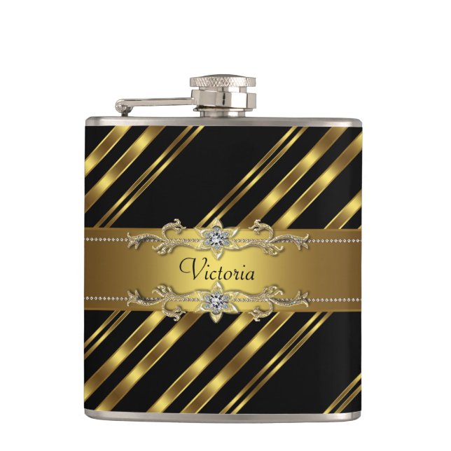 Petaca Elegante negro y dorado (Anverso)