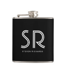 Elegante nombre de monograma blanco negro