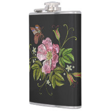 Elegante patrón de bordado floral fondo negro