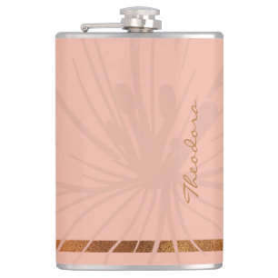 Petaca Elegante patrón floral rosado dorado