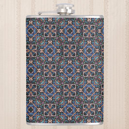 Petaca Elegante patrón geométrico de cobre verde azul Ver
