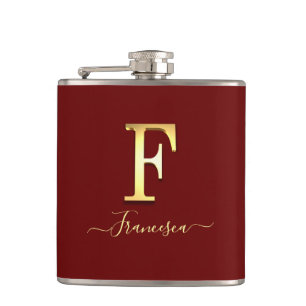 Petaca Elegante Personalizado dorado Monograma F Nombre F