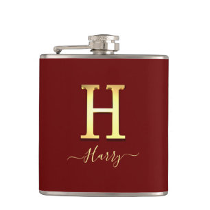 Petaca Elegante Personalizado dorado Monograma H Nombre m