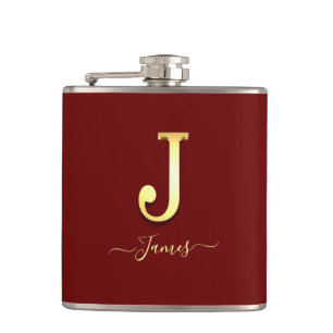 Petaca Elegante Personalizado dorado Monograma J Nombre m