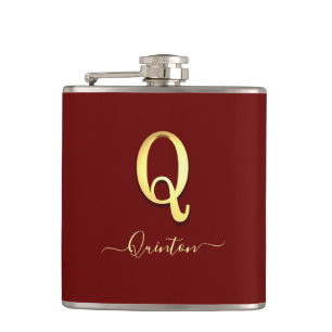 Petaca Elegante Personalizado dorado Monograma Q Nombre m