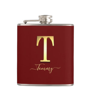 Petaca Elegante Personalizado dorado Monograma T Nombre