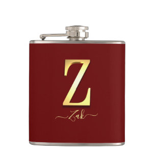 Petaca Elegante Personalizado dorado Monograma Z Nombre m