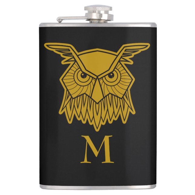Petaca Elegante Personalizado Monogramado de Lechuza Sabi (Anverso)
