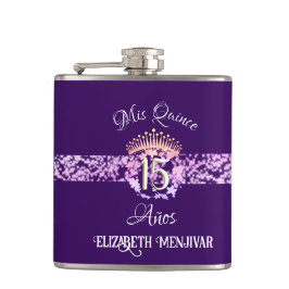 Petaca Elegante Purple Quinceañera Español