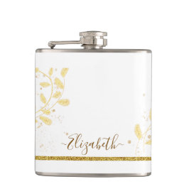 Petaca Elegante Purpurina dorado Monograma Nombre