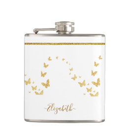 Petaca Elegante Purpurina dorado Monograma Nombre