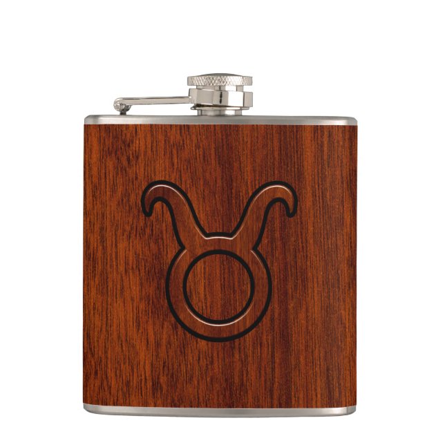 Petaca Elegante Rótulo Taurus Zodiac sobre la impresión d (Anverso)