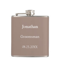 Elegante Taupe Personalizado Groomsman Flask