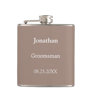 Petaca Elegante Taupe Personalizado Groomsman Flask
