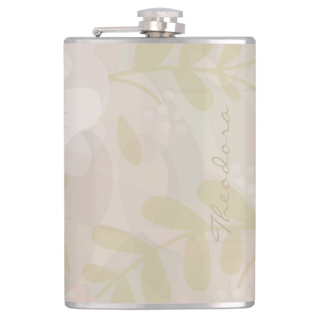 Petaca Elegante Violeta Rosa De Oro Abstracto Floral (Anverso)