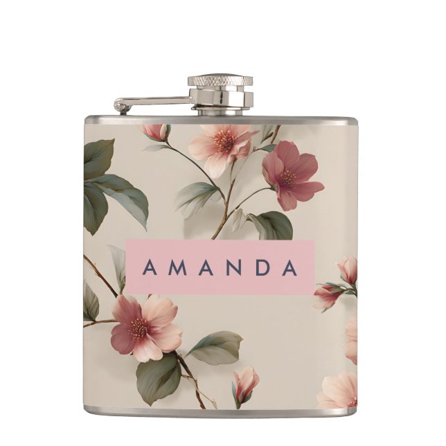 Petaca Elegante y personalizado estilo Rubor Floral Vine (Anverso)