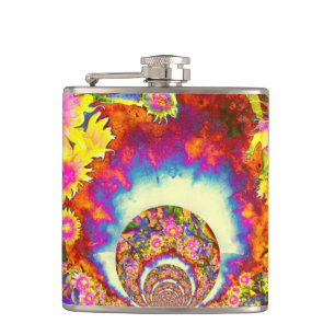 Petaca Elegantes campos de girasoles boho acuarela retro
