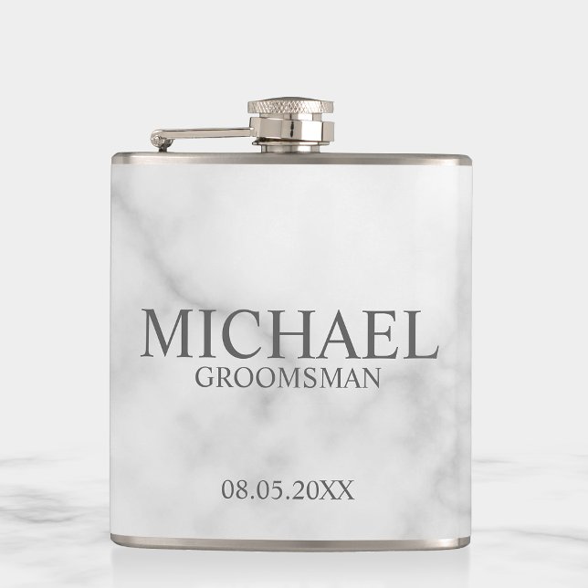 Petaca Elegantes Groomsmen Personalizados de Mármol Blanc (Subido por el creador)