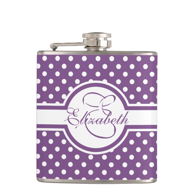 Petaca Elegantes puntos de Polka Blanco en un monograma m (Anverso)