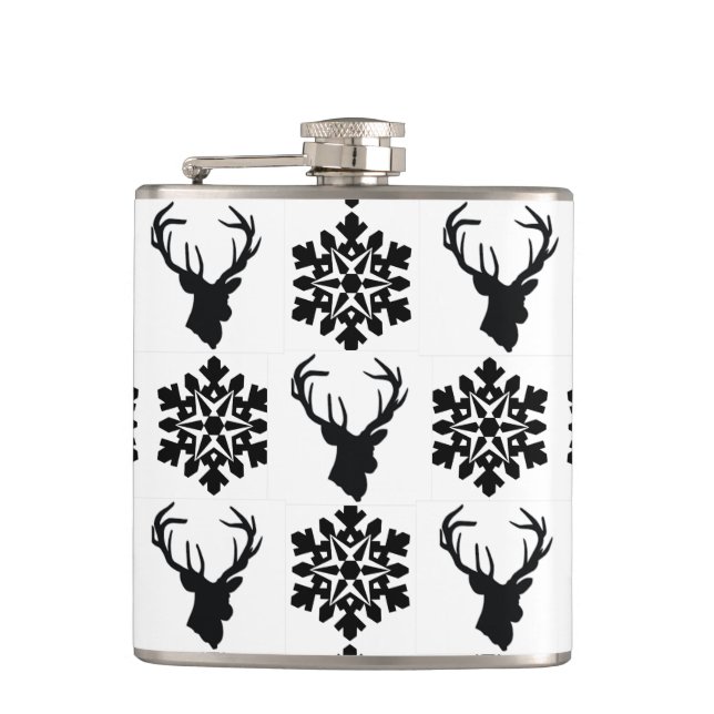 Petaca Elk con detalles de copos de nieve (Anverso)