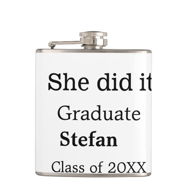 Petaca Ella lo hizo graduada clase de nombres agregados d (Anverso)