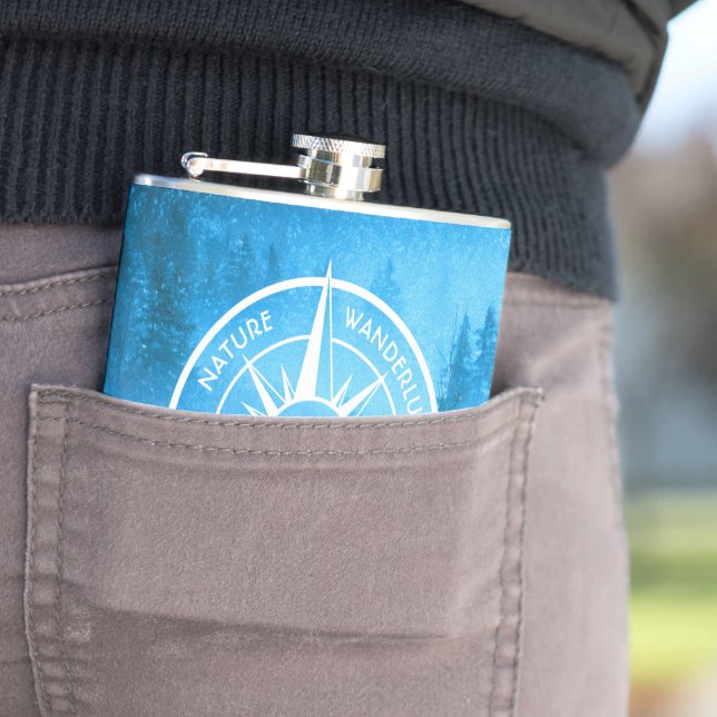 Petaca Emblema de la estrella de la brújula monograma nie (In Situ)