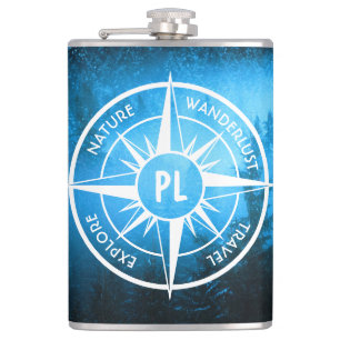 Petaca Emblema de la estrella de la brújula monograma nie