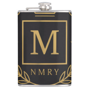 Petaca "Emblema Real NMKY: diseño de cresta con monograma