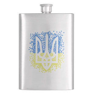 Petaca Emblema ucraniano trident tryzub esparce corazones