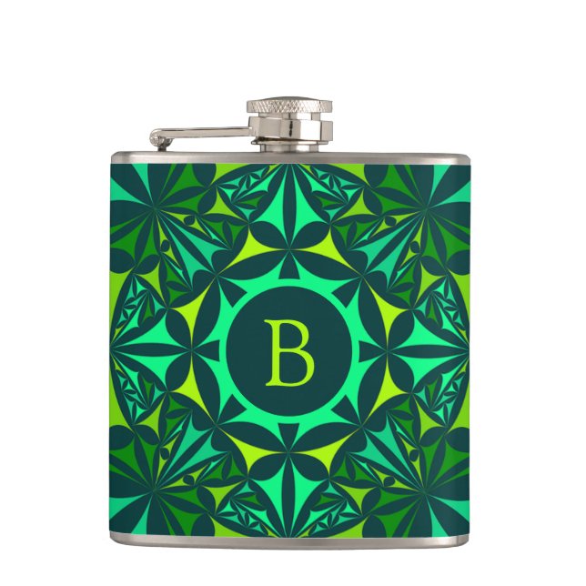 Petaca Emerald Green Ornate Kaleidoscope Monogram (Anverso)