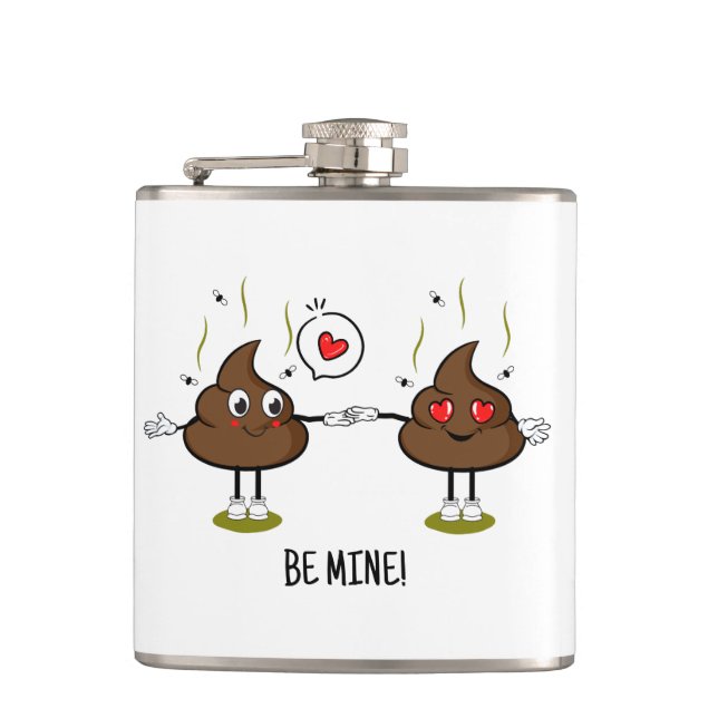 Petaca Emoji de popó personalizada Pareja de amor (Anverso)