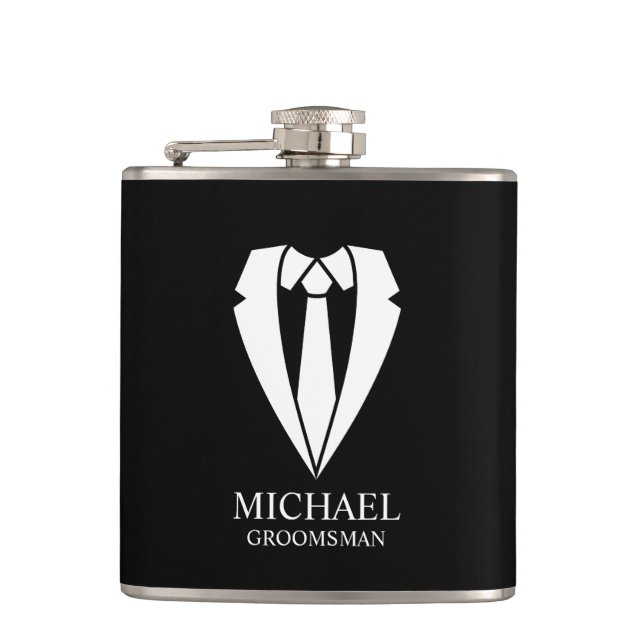 Petaca Empleos Bodas negros y armadores personalizados (Anverso)