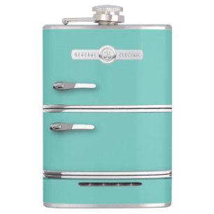 Petaca Encaje con gráfico retro de refrigerador GE. Turqu