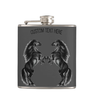Petaca Encajes de caballos erguidos con texto Personaliza