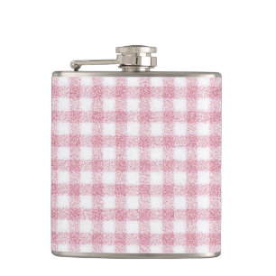 Petaca Encanto de Gingham Rosa y Blanco aterciopelado
