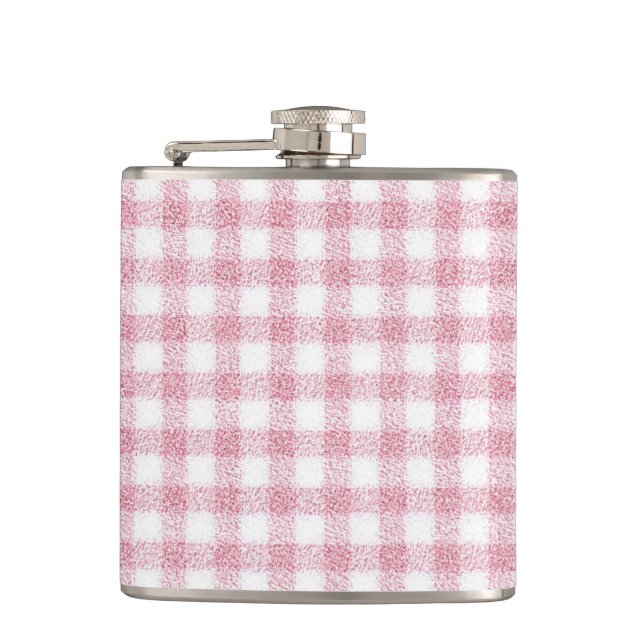 Petaca Encanto de Gingham Rosa y Blanco aterciopelado (Anverso)