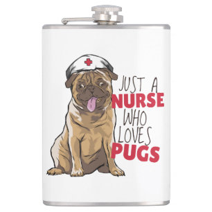 Petaca Enfermera Adorable Ama Regalos de Pug RN Mamá Perr