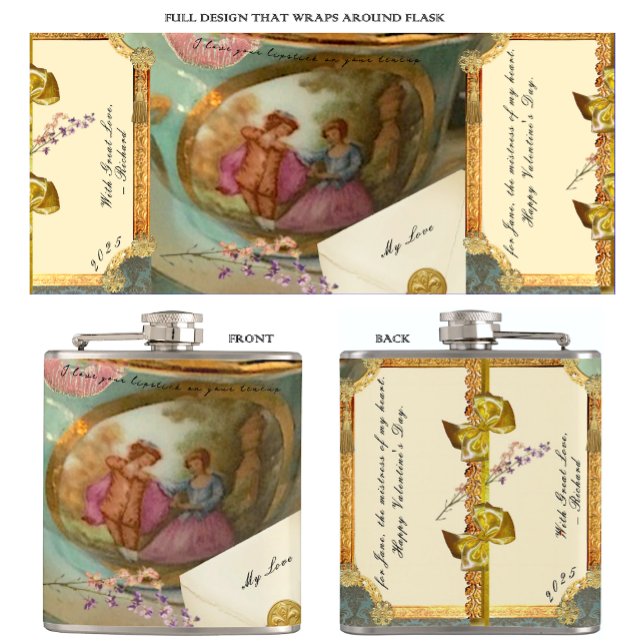 Petaca Envase de té francés regalo romántico (Using many individual items of ornamentation, great attention to detail produced this romantic flask)