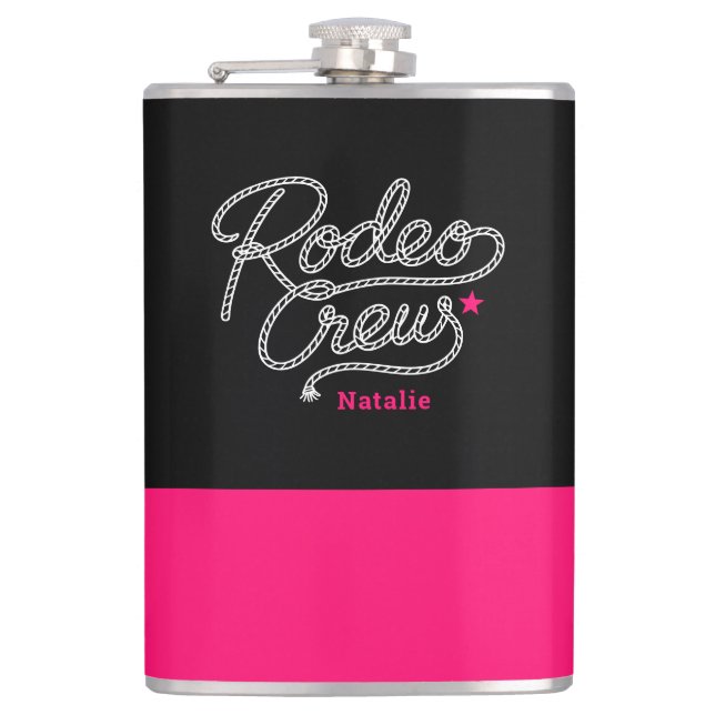 Petaca Equipo de Rodeo de Despedida de Soltera Negro y Ro (Anverso)