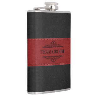Petaca Equipo Groom Black & Red Leather 2