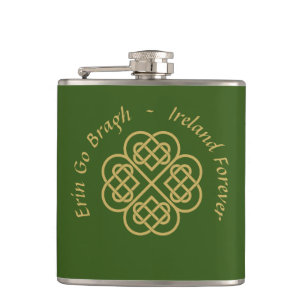 Petaca Erin Go Bragh Gold Celtic Shamrock