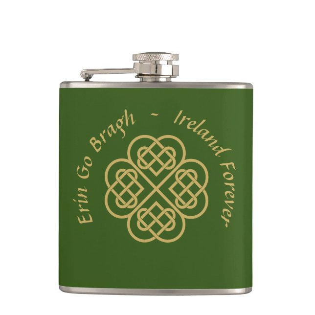 Petaca Erin Go Bragh Gold Celtic Shamrock (Anverso)