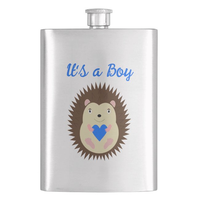 Petaca Erizo Corazón Azul Niño Personalizado (Anverso)