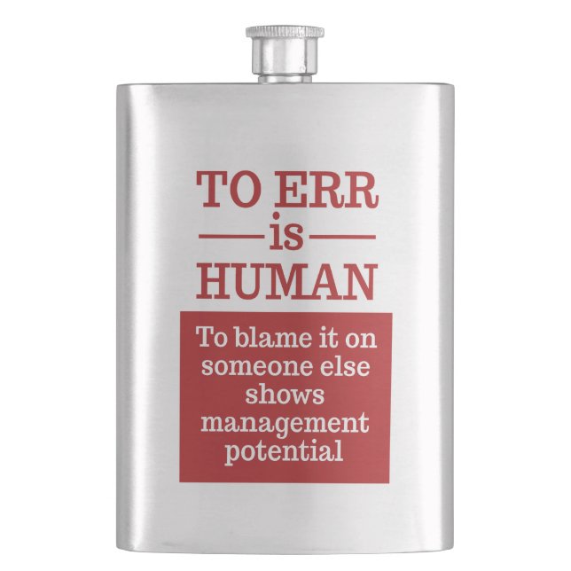 Petaca "Errar es humano" frasco (Anverso)