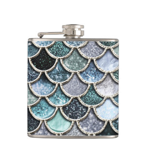 Petaca Escalas de Mermaidscales del purpurina del Relieve