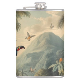 Petaca Escena botánica vintage de los tucanes y las flore