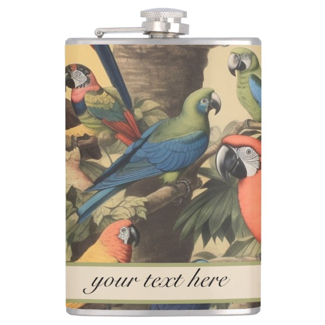 Petaca Escena botánica vintage parrotspersonalizable (Anverso)