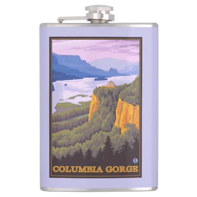 Petaca Escena de la garganta del río Columbia con el (Anverso)