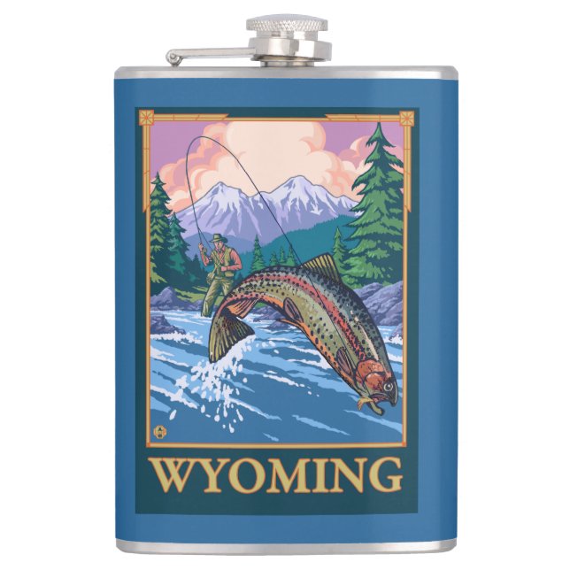 Petaca Escena de la pesca con mosca - Wyoming (Anverso)
